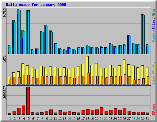 Daily usage for January 2006