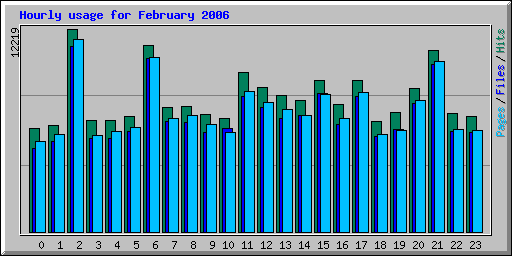 Hourly usage for February 2006