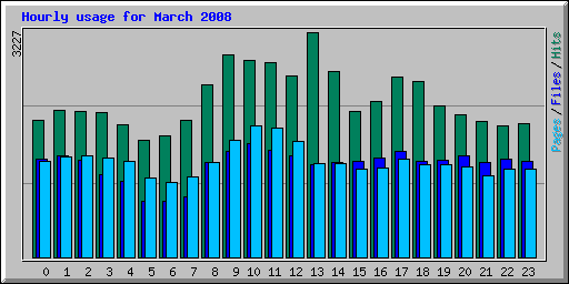 Hourly usage for March 2008