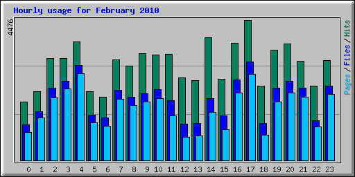 Hourly usage for February 2010
