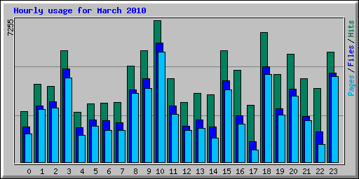 Hourly usage for March 2010